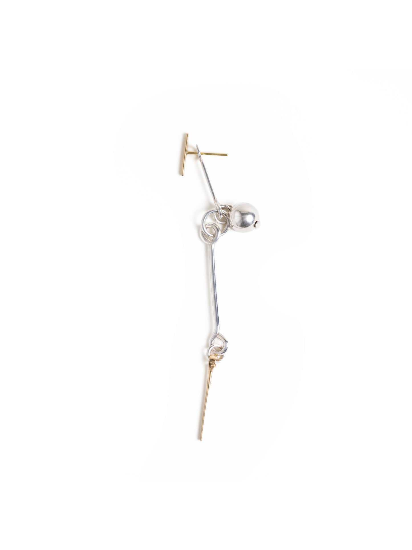 SILVER LINK AND SPHERE EARRING