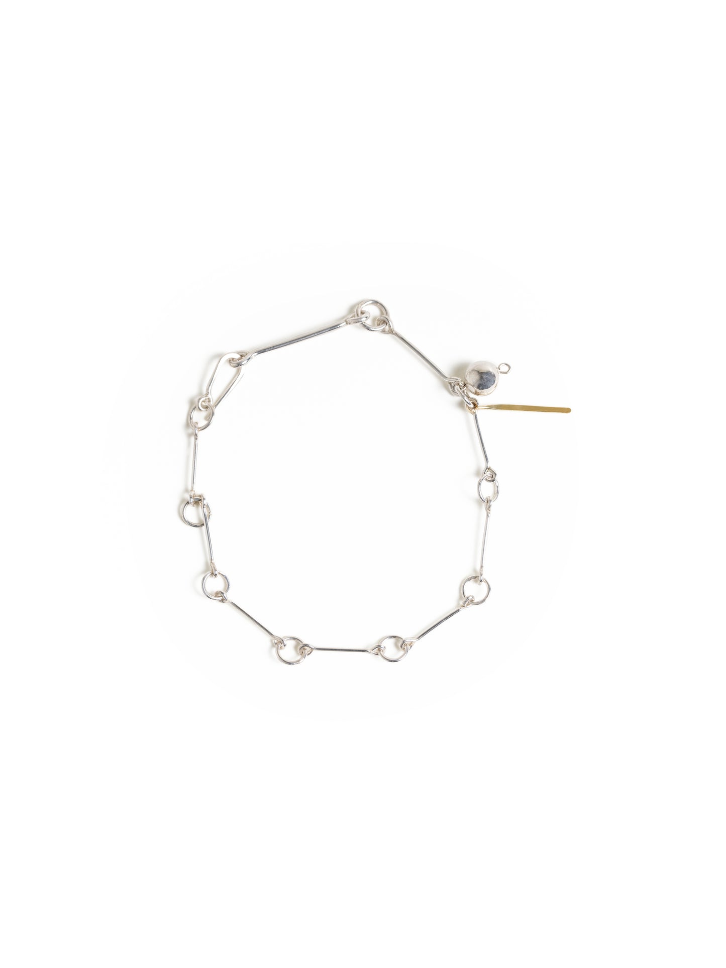 SILVER LINK BRACELET WITH GOLD LINK