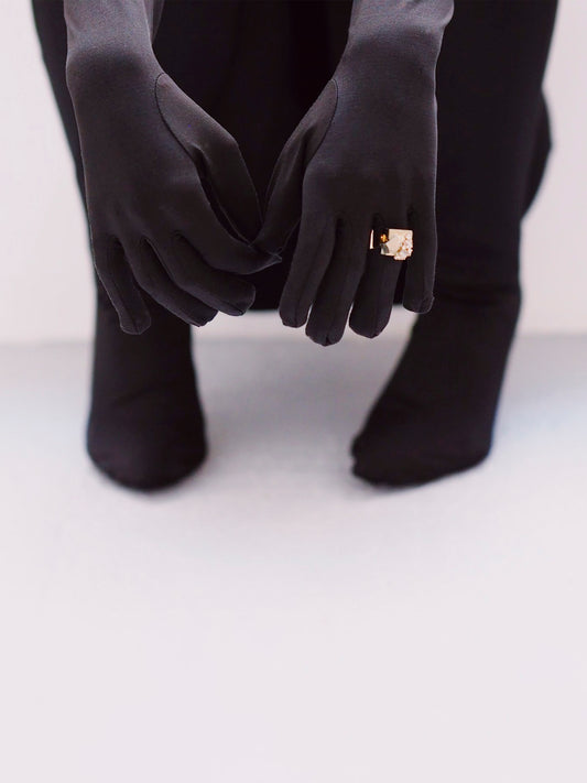 Anillo oro pirita y mosaico de 11 diamantes