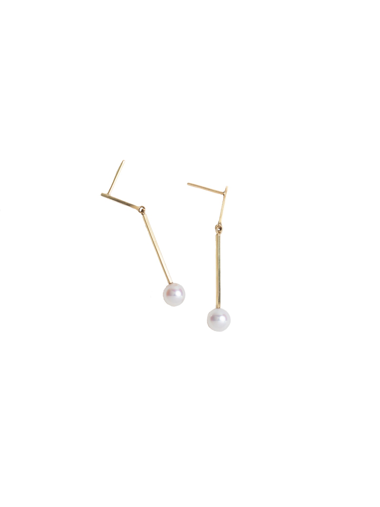 Pendientes línea oro con perla