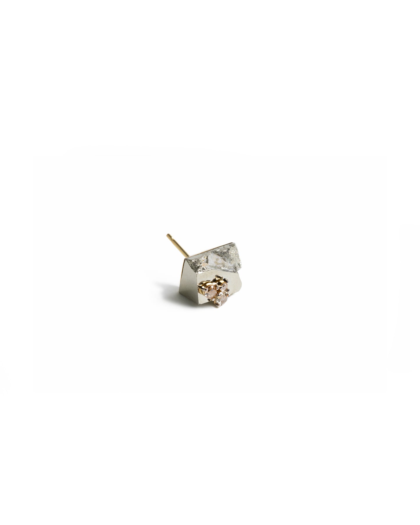 PYRITE  AND CLUSTER OF THREE DIAMONDS EARRING