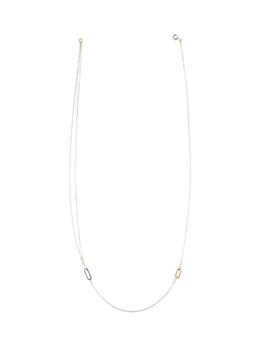 DOUBLE WHITE GOLD CHAIN NECKLACE